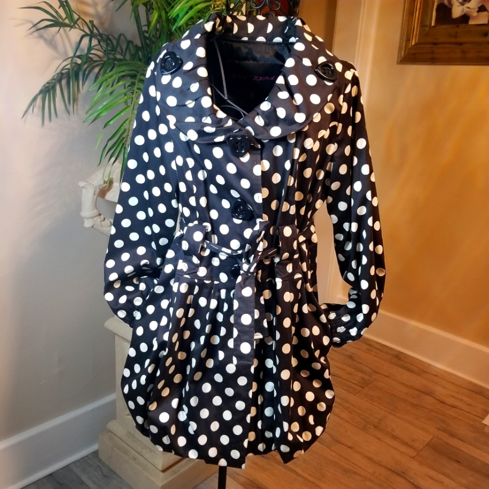 Polka Dot Black & White Trench Coat